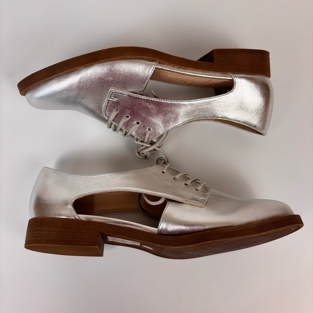 Sole Society Cobain Cutout Oxford Shoes Metallic Classic Flats Silver Size 8 - Picture 9 of 14